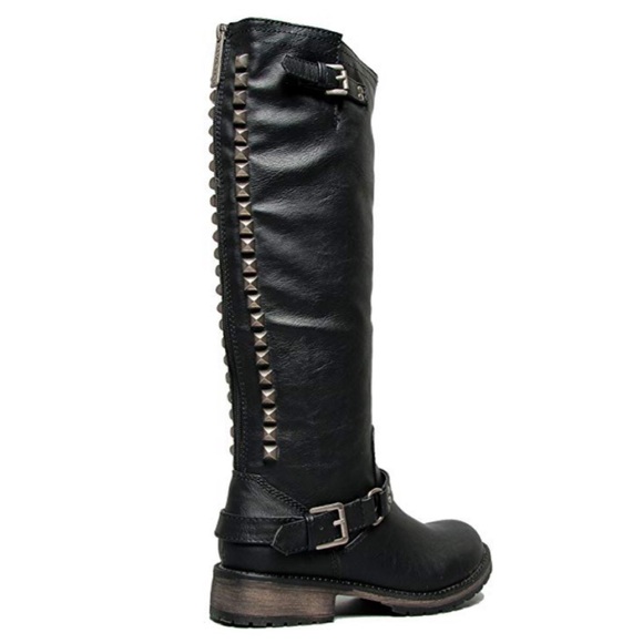 BOUTIQUE Studded The TROOPER Motor Cycle Riding Boot w/Ankle Belt Size 5.5 - Picture 5 of 5